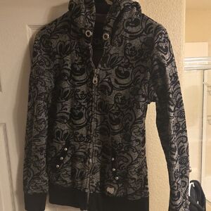 Two Fox Black and Gray Patterned Hoodie